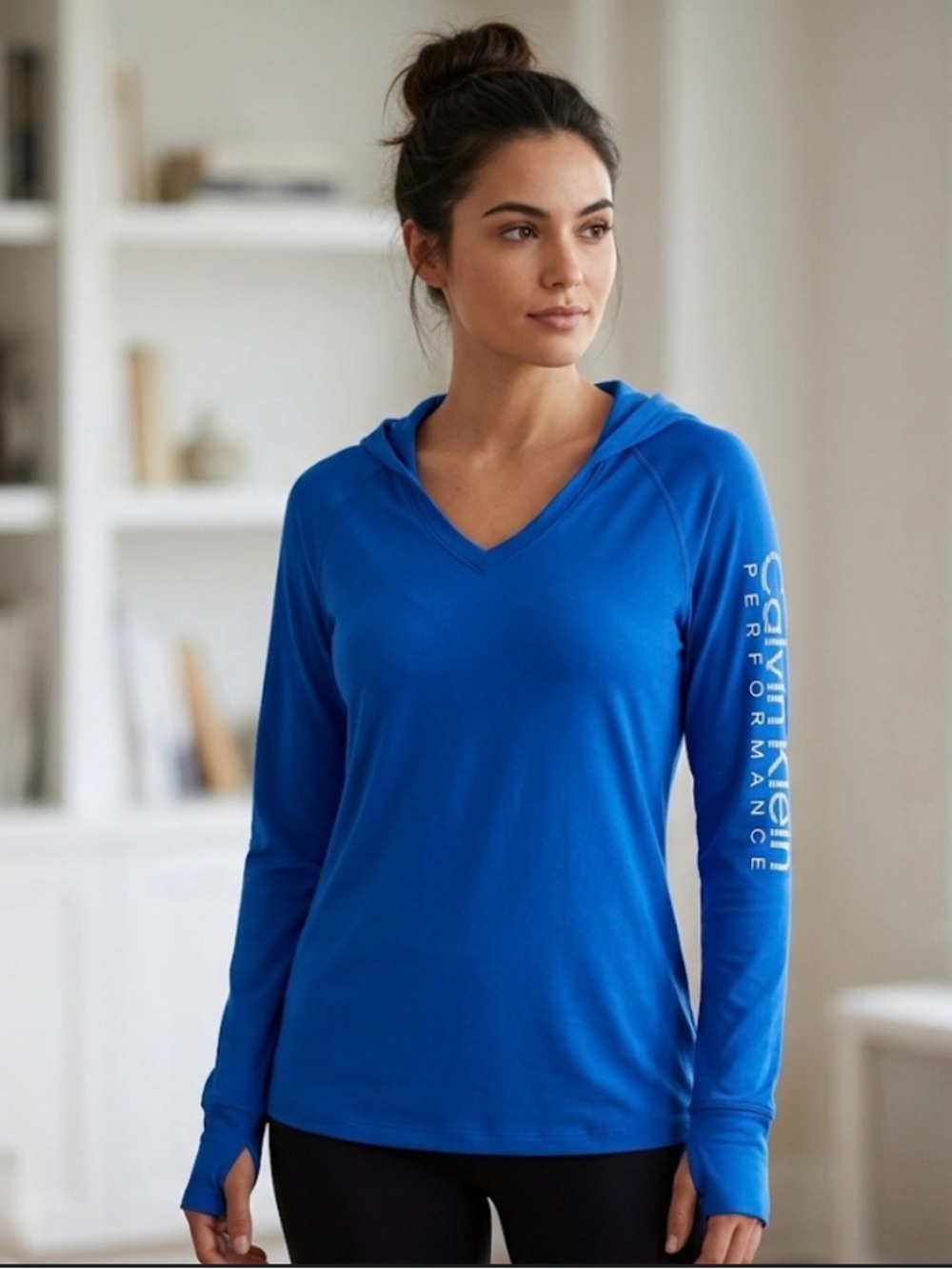 Bundle of 3-Calvin Klein Long-Sleeve V-Neck T-Top Trio in Blue, Pink & Black